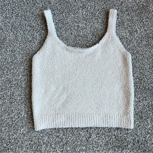 By Egreis Cream Colored Fuzzy Cropped Tank Top Size Small